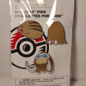 Pokemon TCG Swinub Piloswine Mammoswine Enamel Pins Set Official Nintendo Badges